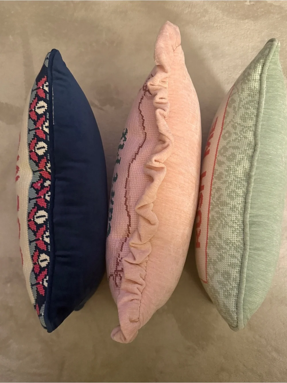 Set of 3 Rachel Zoe/Cupcakes & Cashmere Needlepoint Pillows